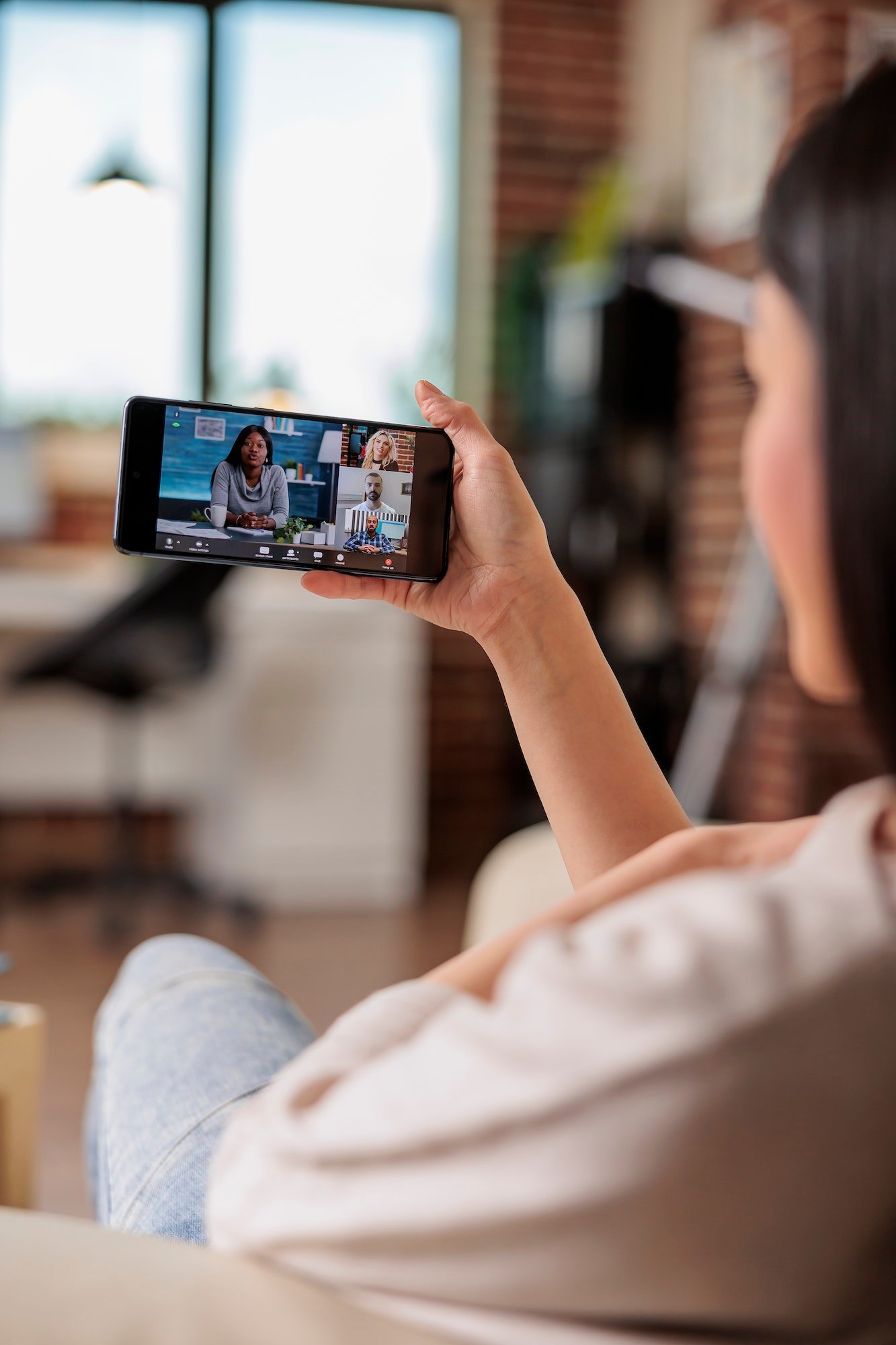 Asian woman on video call meeting online communication