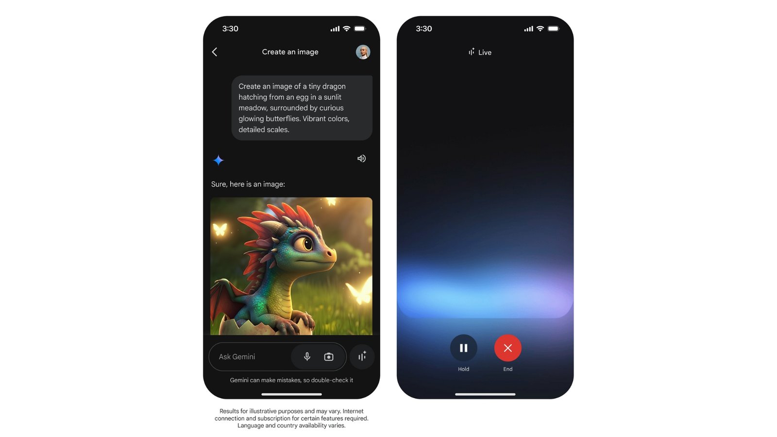 Google Gemini app on iPhone image generation and Gemini Live